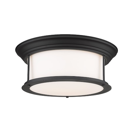 Z-Lite Sonna 3 Light Flush Mount, Matte Black & Matte Opal 2011F16-MB